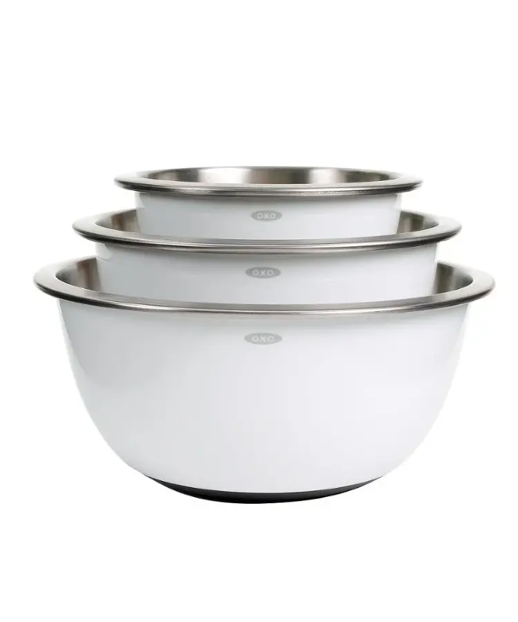 Oxo 3-Piece Stainless Steel Mixing Bowl Collection With Matte White Finish 1