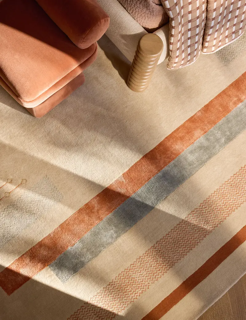 Pemberton Wool-Blend Hand-Loomed Rug – Rust & Navy Palette 1