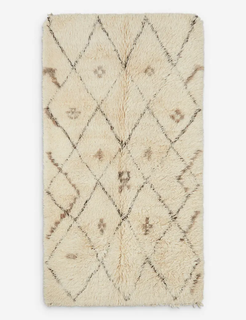 Retro Moroccan Wool Floor Rug, Hand-Knotted, 5'1" X 9'3", Design No. 14 1