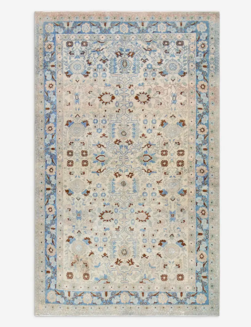 Rustic Vintage Turkish Wool Area Rug, Hand-Knotted, 4'3" X 6'8", Rug No. 427 1