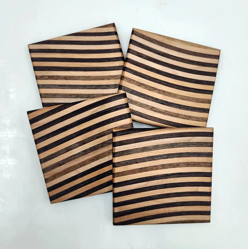 Set Of 4 Minimalist Stripe Coasters | Heat-Resistant Ceramic 1