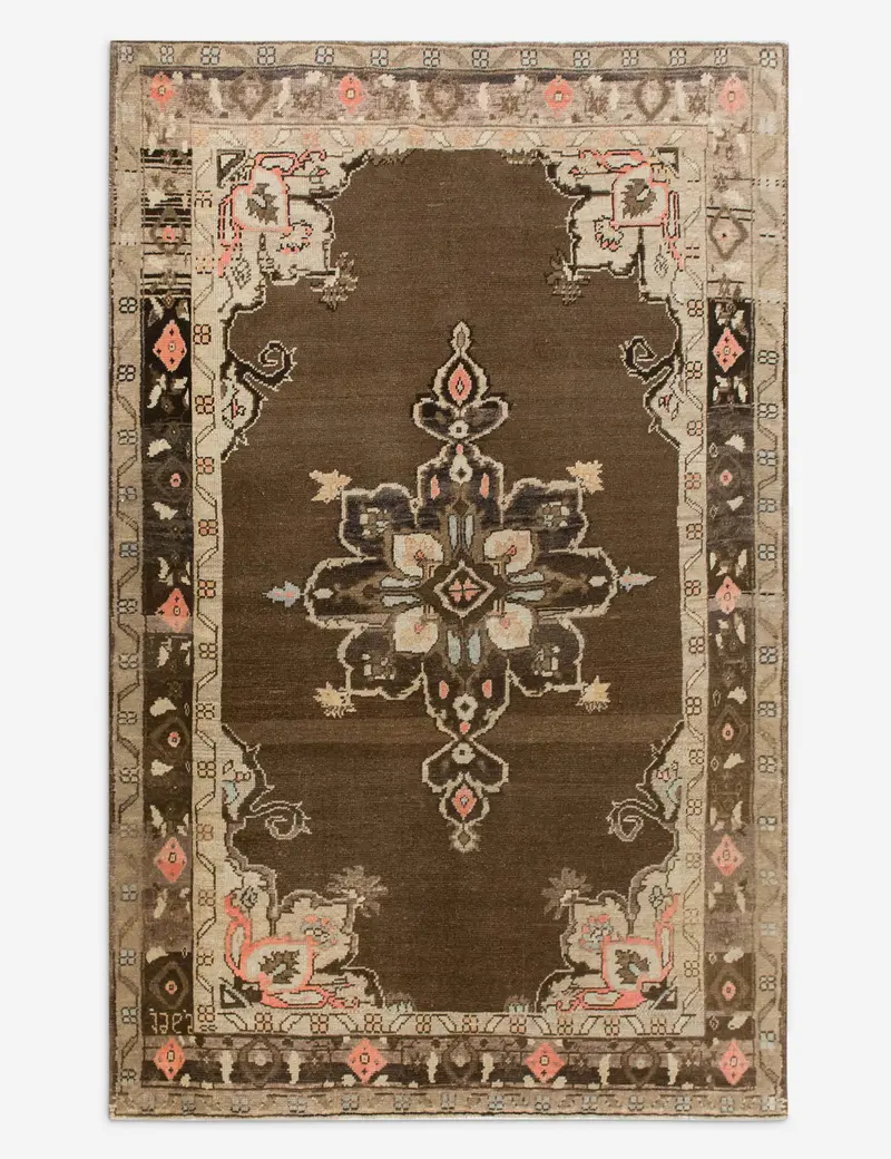 Small-Scale Turkish Wool Area Rug, Hand-Knotted Antique, 4'8" X 7'5", No. 561 1