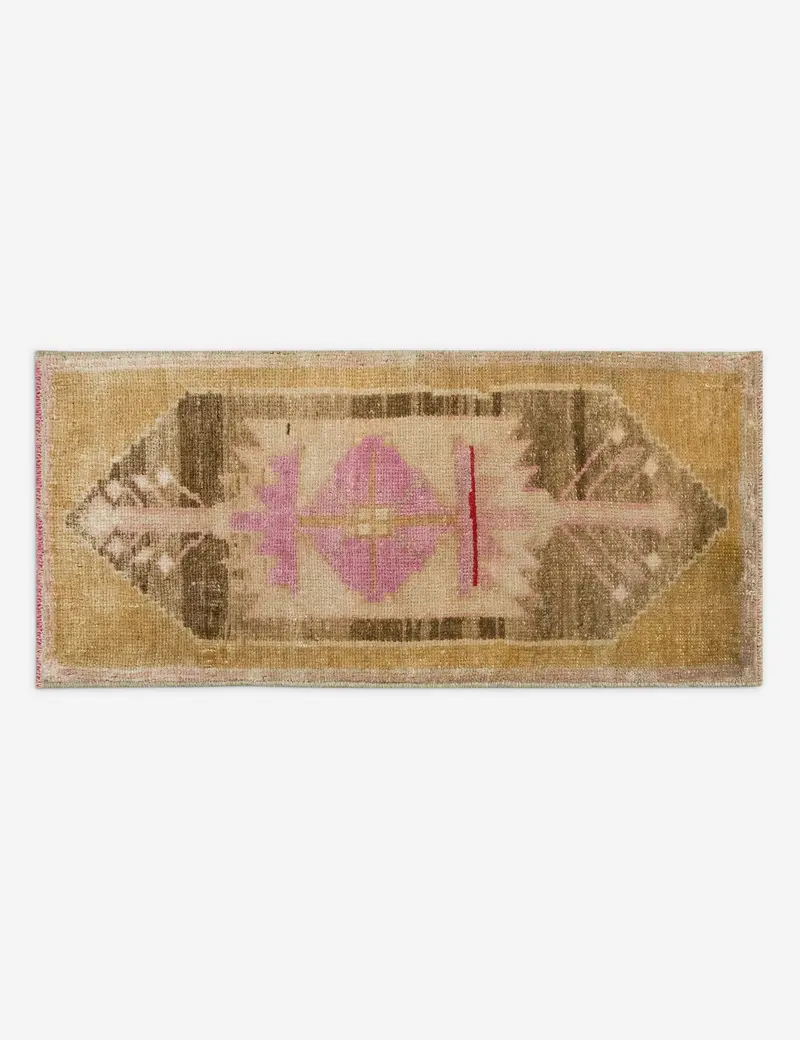 Small Turkish Wool Mini Rug, Vintage Hand-Knotted, 1'2" X 2'8", No. 321 1