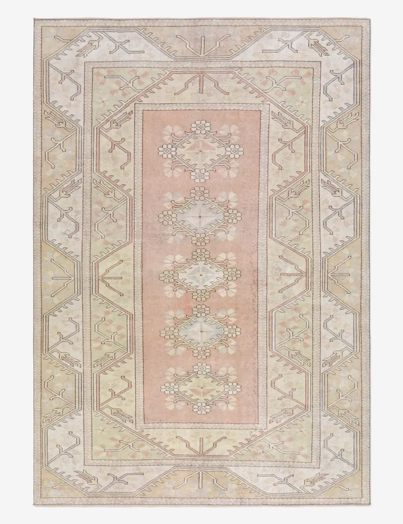 Statement Turkish Wool Rug, Hand-Knotted & Architectural, 6'5" X 9'4" – No. 486 1