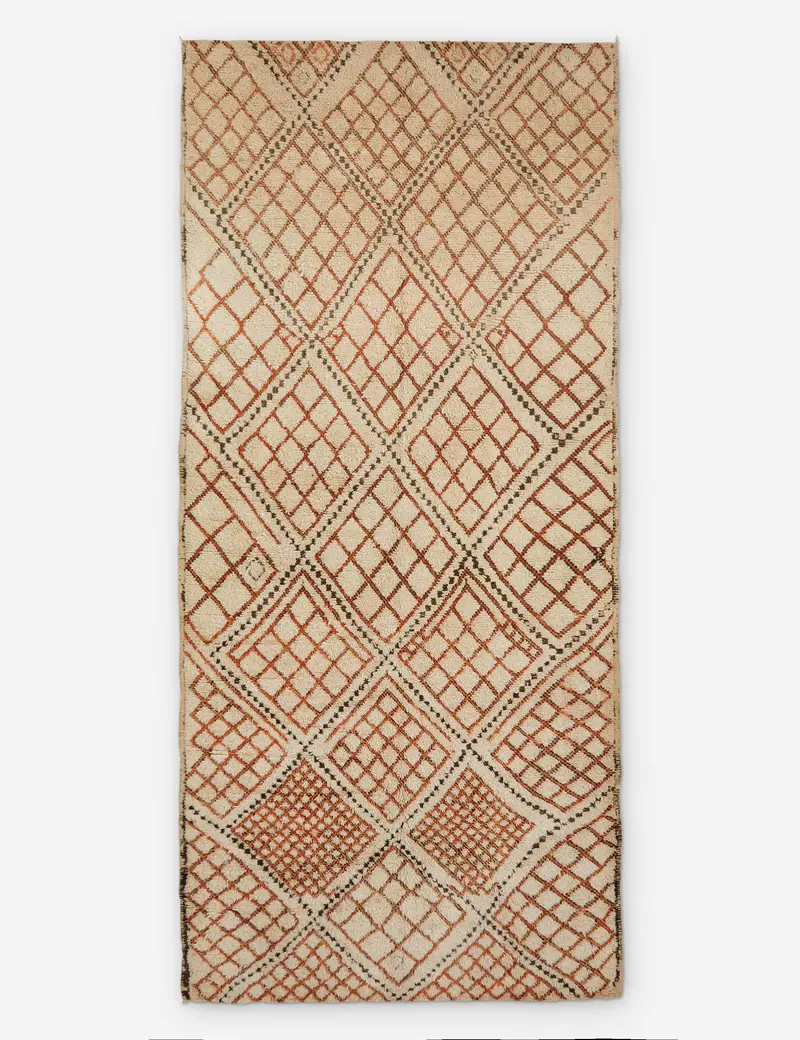 Traditional Moroccan Wool Area Rug, Hand-Knotted, 6' X 13'3", Design No. 26 1