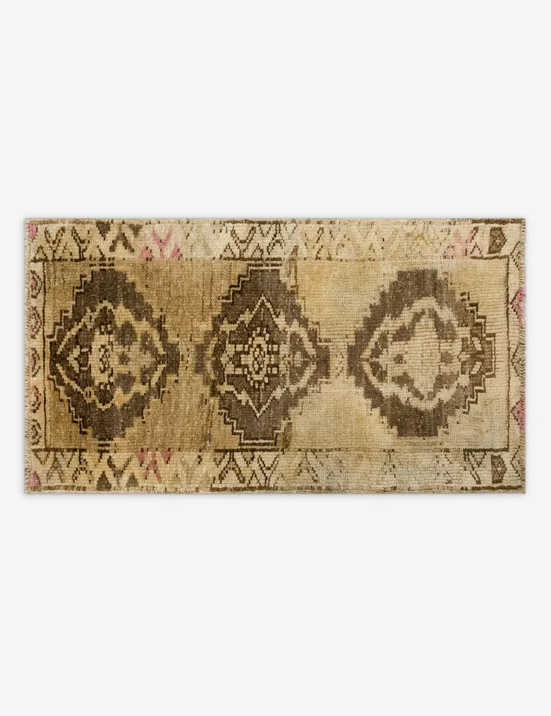 Traditional Turkish Wool Mini Rug, Hand-Knotted Antique, 1'6" X 3'1", No. 319 1