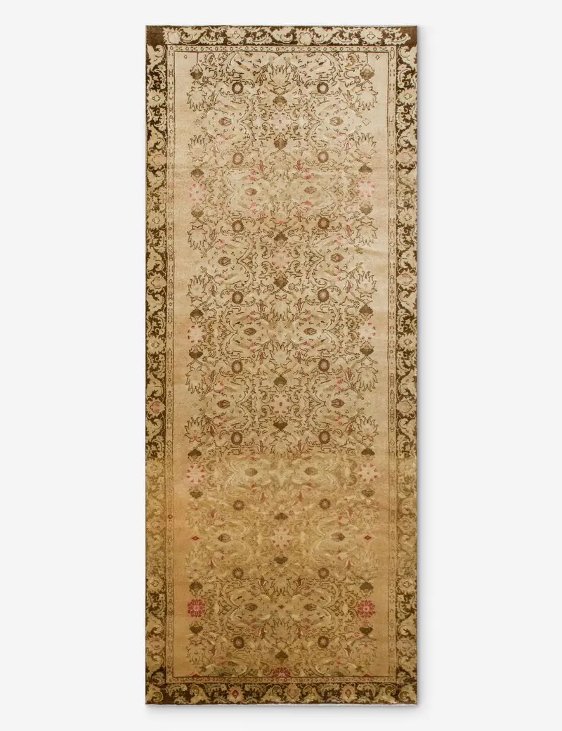Traditional Turkish Wool Runner, Hand-Knotted Antique Rug, 5' X 13'6", No. 302 1