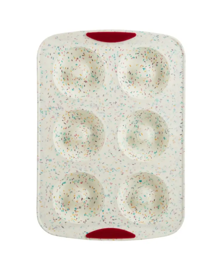 Trudeau Confetti Jumbo Donut Pan – 6-Cavity Silicone Baking Mold 1