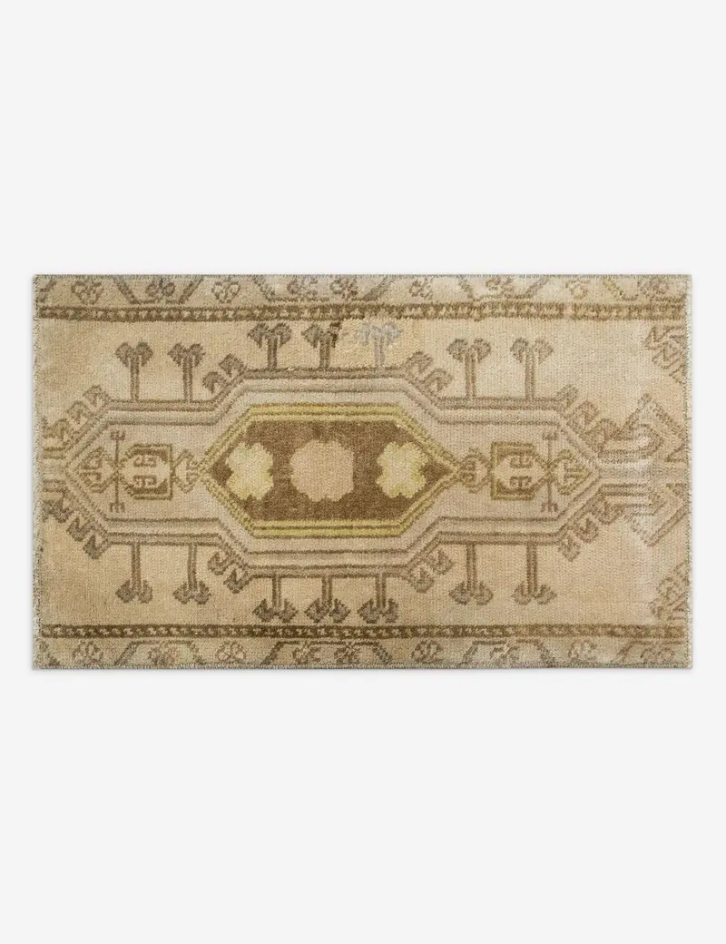 Turkish Wool Mini Rug, Vintage Hand-Knotted, 1'4" X 2'4", No. 323 1