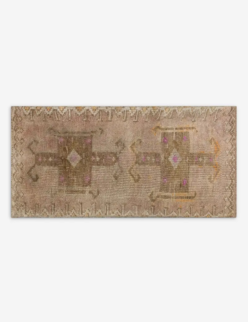 Turkish Wool Mini Rug, Vintage Hand-Knotted Design, 1'6" X 3'3", No. 315 1