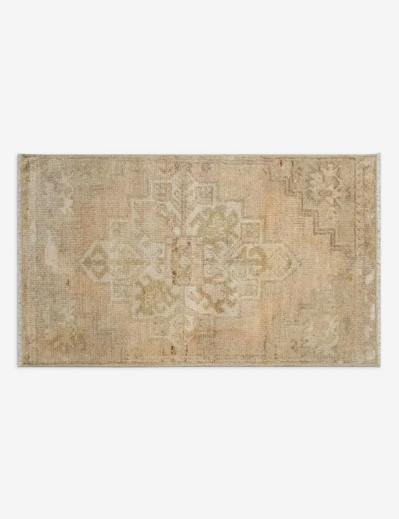 Vintage Turkish Wool Mini Rug, Hand-Knotted Accent, 1'4" X 2'4", No. 324 1