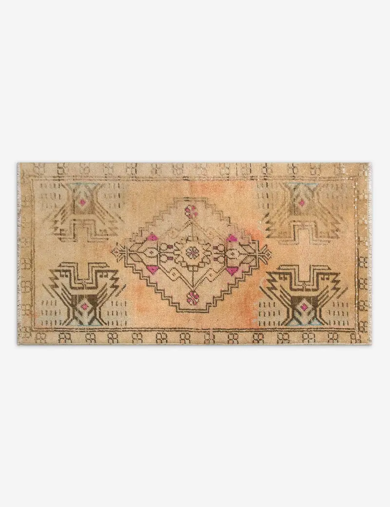 Vintage Turkish Wool Mini Rug, Hand-Knotted Accent Size, 1'6" X 3'4", No. 317 1