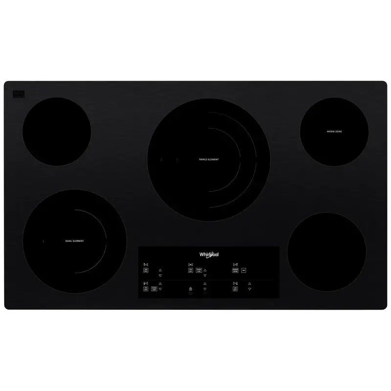 Whirlpool 36-Inch Built-In Electric Cooktop Featuring Flexheat™ Dual Radiant Element Wce97Us6Kb 1